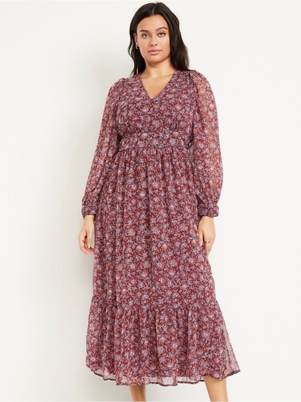NWT 2X Old Navy Floral Maxi Dress in Burgundy and Lavender